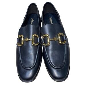 Jeffrey Campbell Velviteen Black Leather w/ Gold Horsebit Loafers   Size: US 8